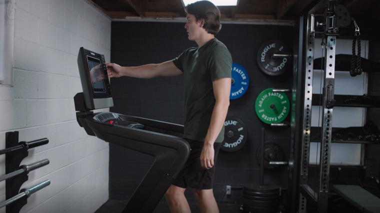 Our tester tests the NordicTrack Commercial 1750.