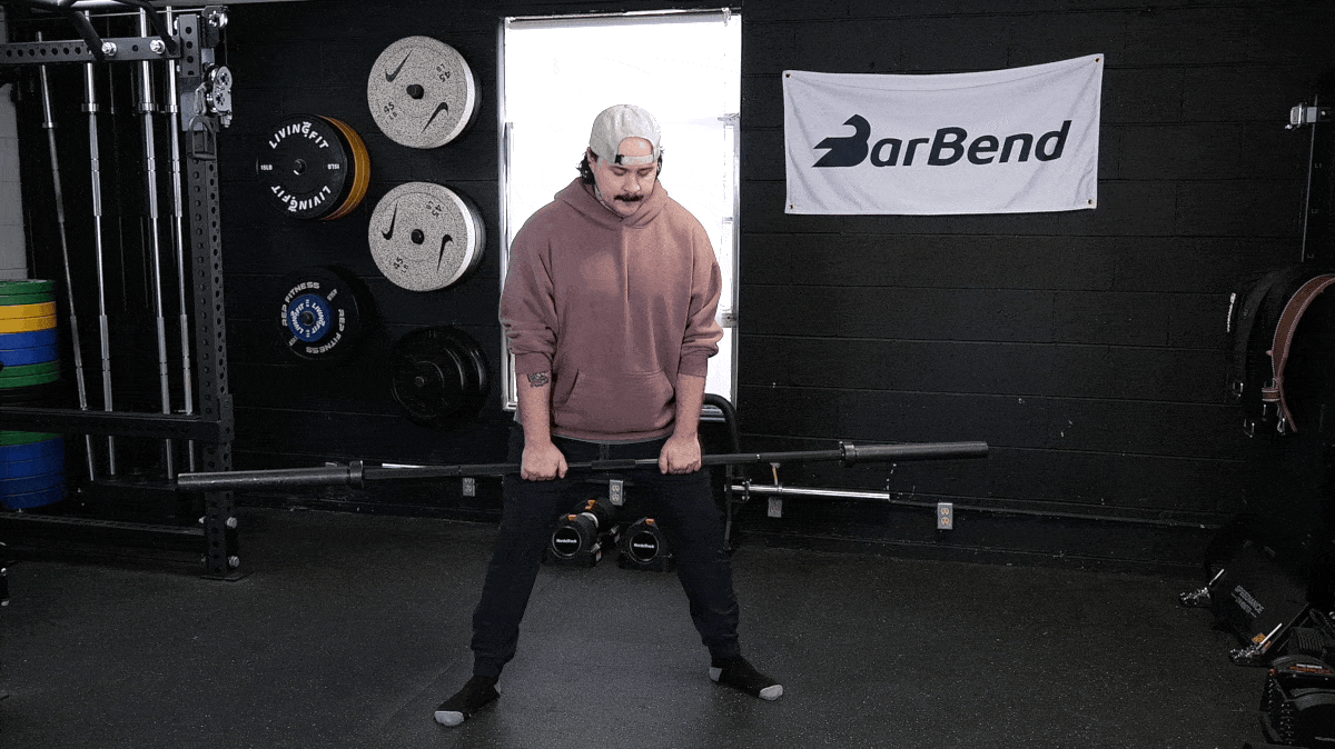 Our tester performing the sumo deadlift high pull exercise.