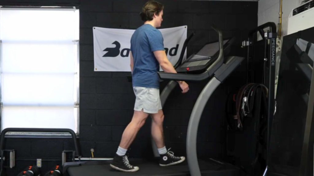 Jake walking on a treadmill.